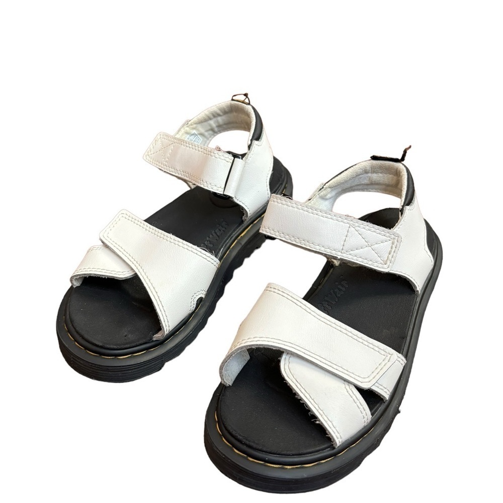 Dr. Martens JUNIOR VOSSIE LEATHER SANDALS US Size 1 EU 32 Hook & Loop White